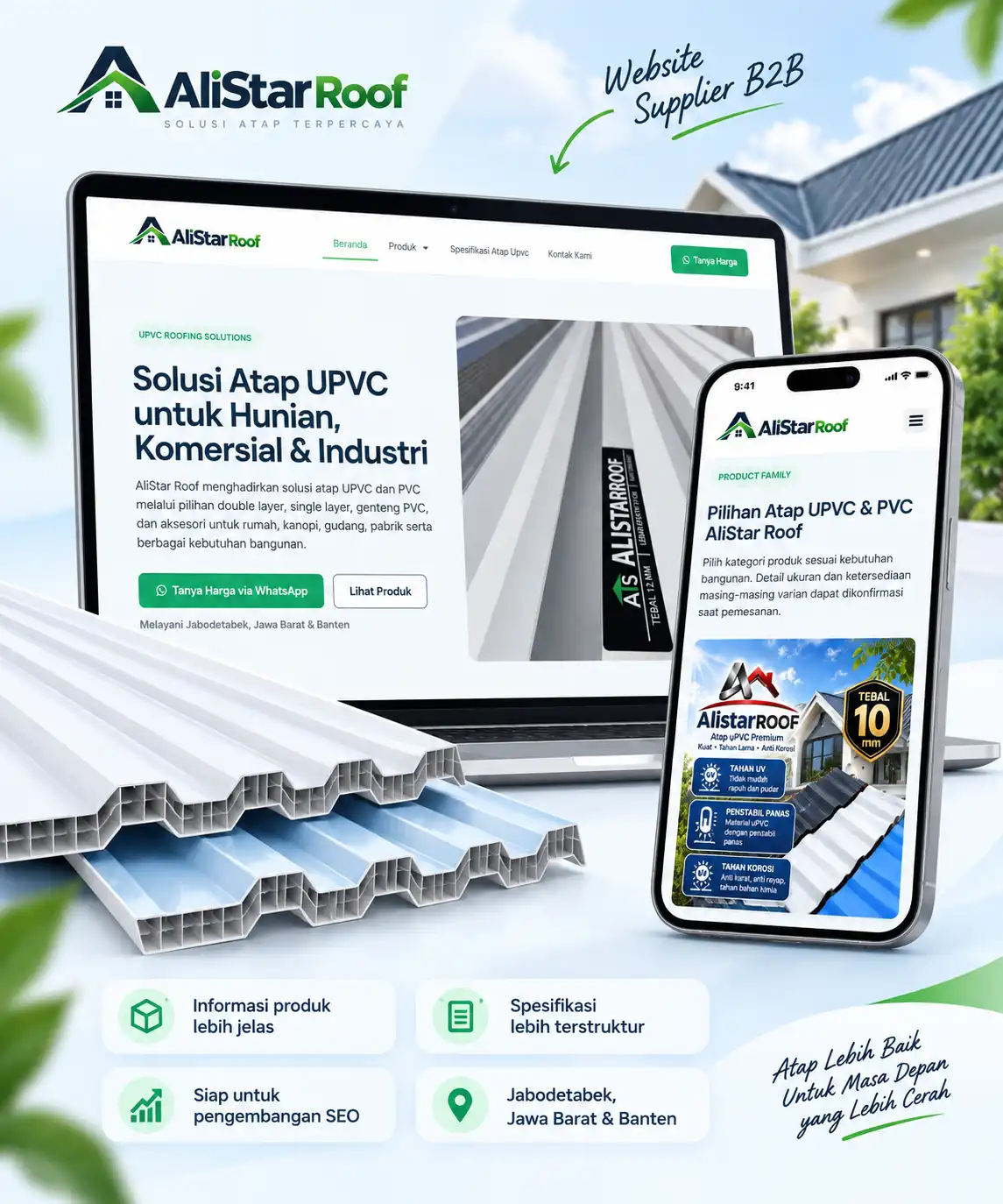 Contoh website supplier AliStar Roof