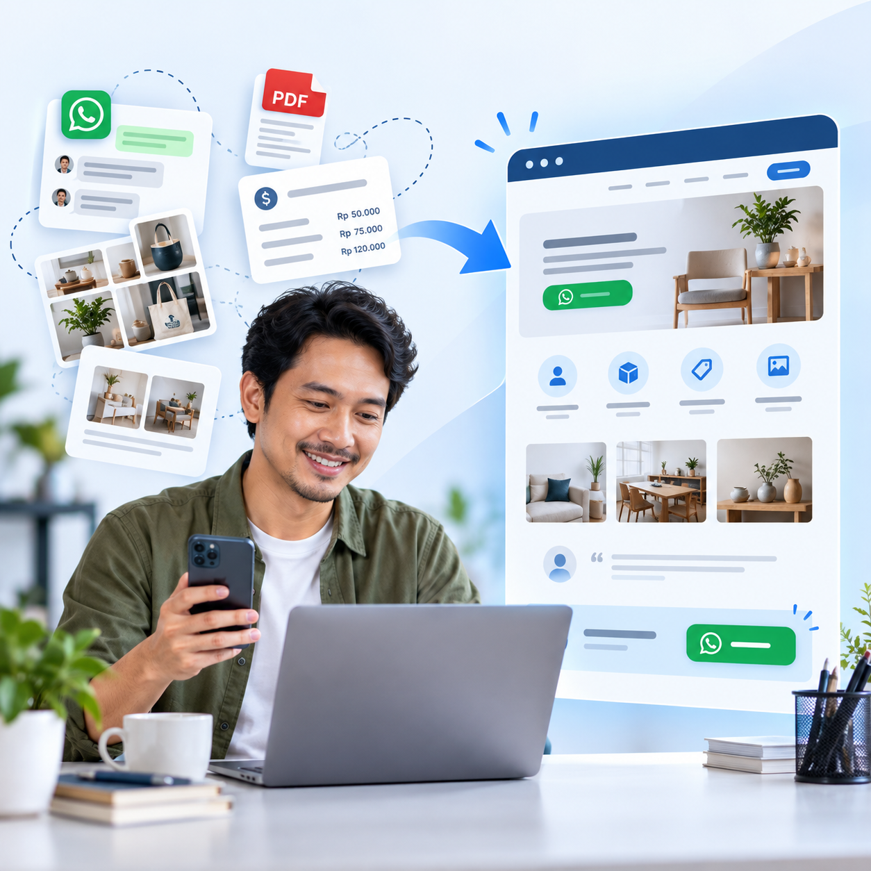 Jasa pembuatan website untuk bisnis dengan katalog, harga, dan WhatsApp