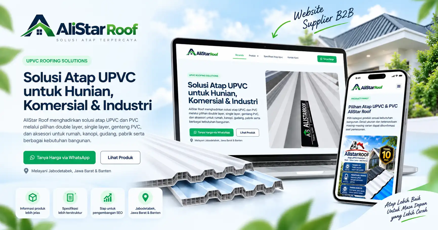 jasa pembuatan website Contoh website supplier AliStar Roof